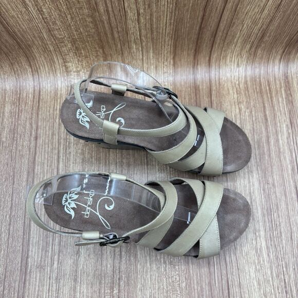 Dansko Sand Antique Frida Wedge Sandal Heel Strappy EU 39 Women’s Size 8.5-9 - Picture 2 of 8